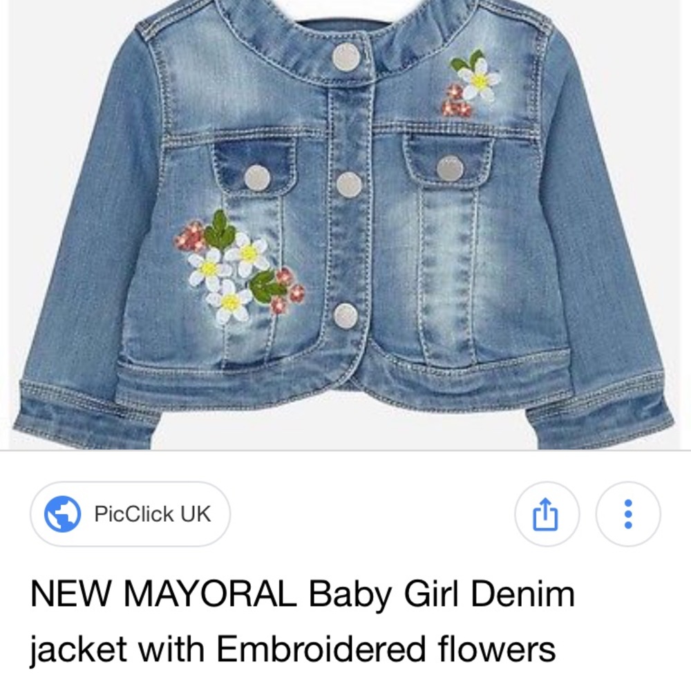 Mayoral toddler embroidered jean jacket—24 mos